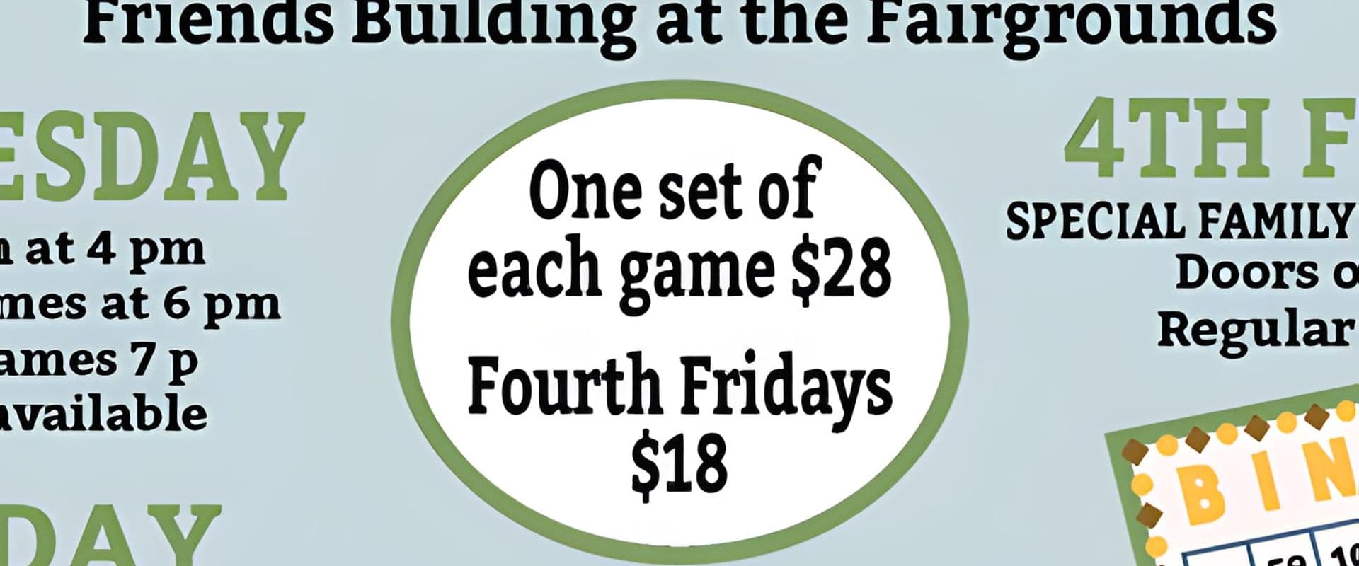 BINGO Friends of the Fairgrounds