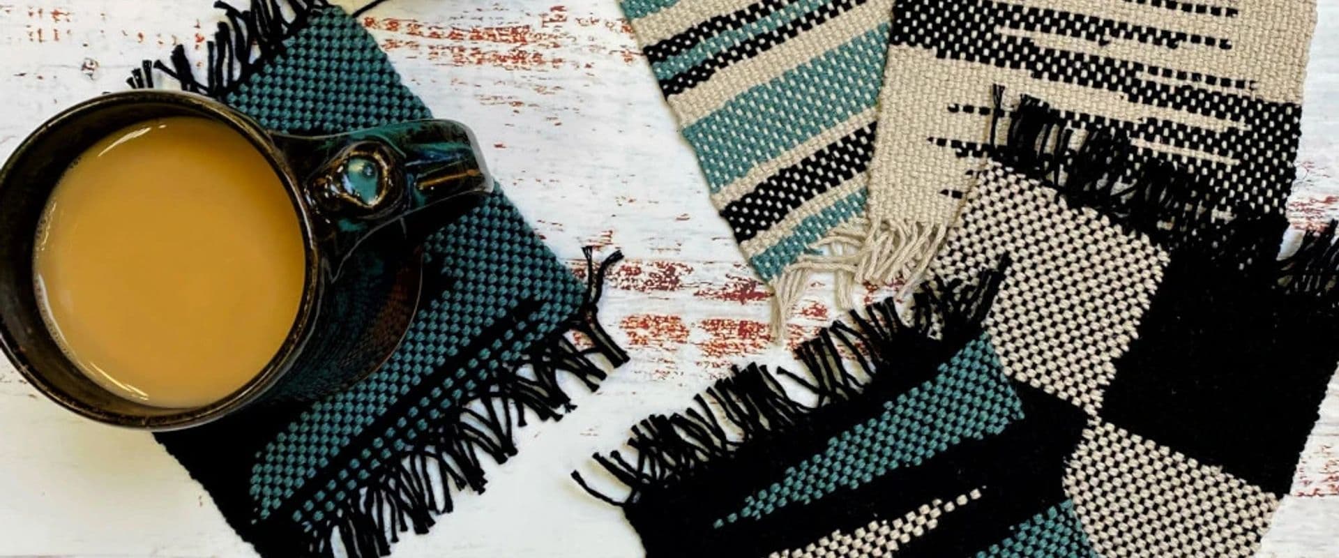 Weaving Clasped Weft Mug Rugs